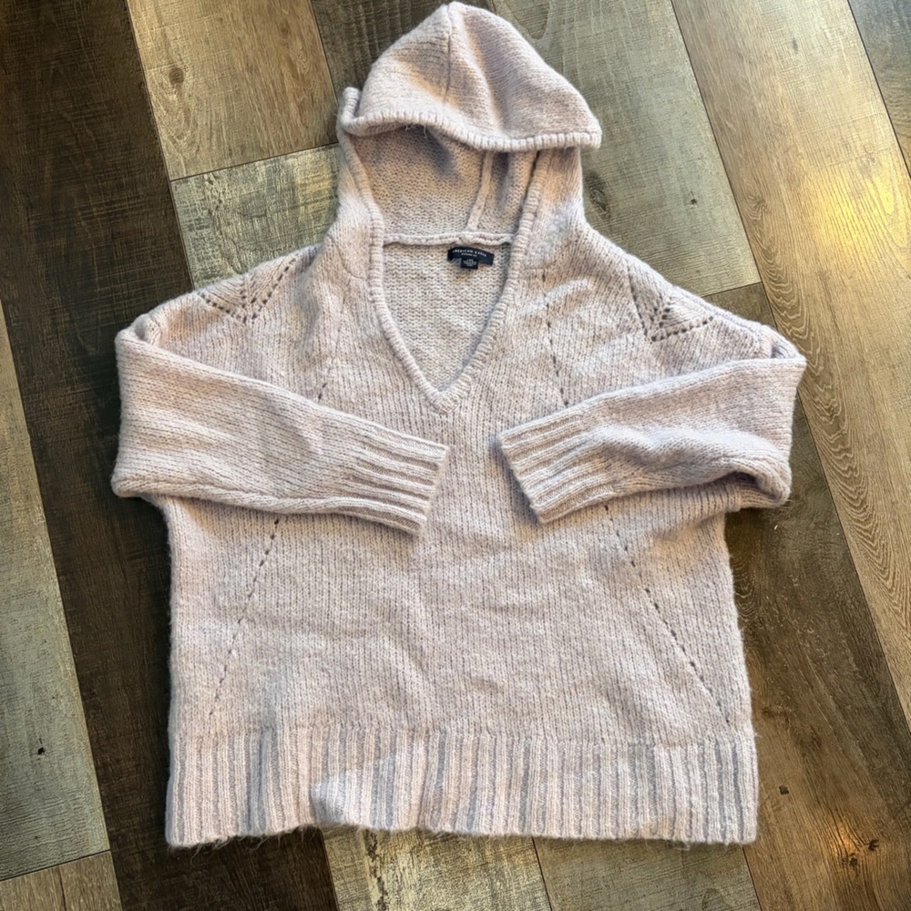 American Eagle Hooded Knit Sweater Wool Blend Size L